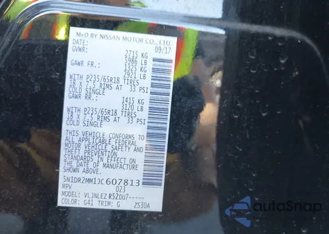 2018 Nissan Pathfinder Sv z USA, uszkodzony, nr VIN 5N1DR2MM1JC607813